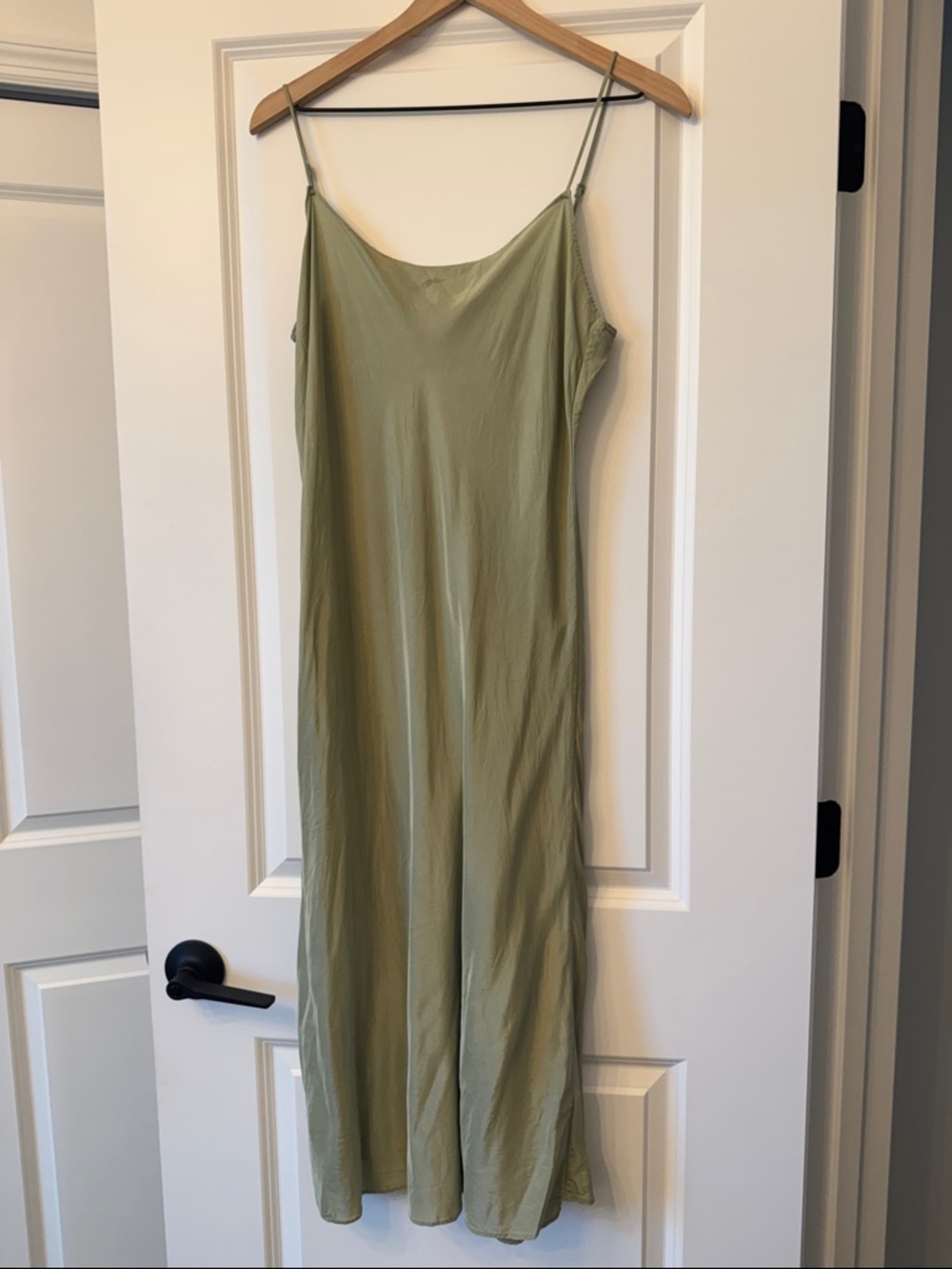 J. Crew Sage Green Slip Dress with Spaghetti Straps - Picture 4 of 8